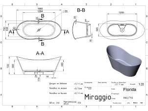 Ванна Miraggio Florida Mirasoft 0001028 №5