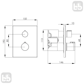 Змішувач з термостатом прихованого монтажу на 2 споживача Imprese VIOLIK f04610810AC №2