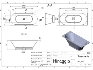 Ванна Miraggio Tasmania Mirasoft 0001128 №4