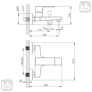 Змішувач для ванни Imprese Violik чорний матовий f03210810AA №2