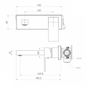 Чорний змішувач для раковини монтаж на стіну Imprese Karlov f03507610AC №2