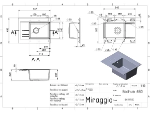 Кухонна мийка Miraggio Bodrum 650 (BLACK) №6