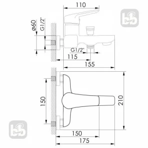 Змішувач для ванни Imprese Krasa f03208601AA №2