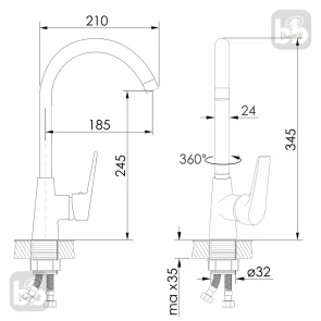 Змішувач для кухні Imprese Krasa хром f03408601AA №2