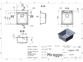 Кухонна мийка Miraggio LAGOON 420 (BLACK SHINE)