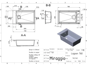 Кухонная мойка Miraggio LAGOON 760 (BLACK) №6