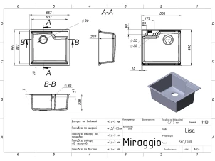 Кухонна мийка Miraggio Lisa 560 (BLACK SHINE) №4