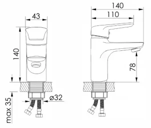 Змішувач для умивальника Imprese Krasa f03508601AA №2