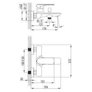 Смеситель для ванны, Imprese Bilina 10225 №2