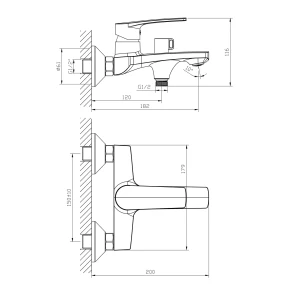 Змішувач для ванни, Imprese KAMPA 10285 №2