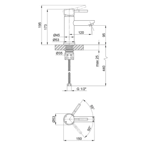 Комплект смесителей для ванной комнаты + гигиенический душ Kroner CV023012/CV023009/CV031897 №7