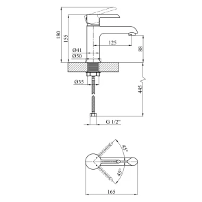 Комплект Kroner Душова система+Змішувач для раковини+ CV024322/CV024317 №3