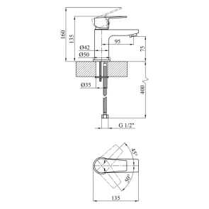 Комплект Kroner Душова система+Змішувач для раковини+ CV024316/CV023594 №9