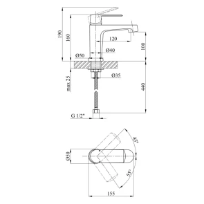 Комплект Kroner Душова система+Змішувач для раковини+ CV024315/CV024320 №9