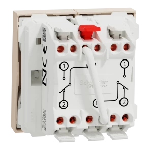 Перемикач 2-клавішний, 10А, 2 модулі, бежевий Unica New Studio №8
