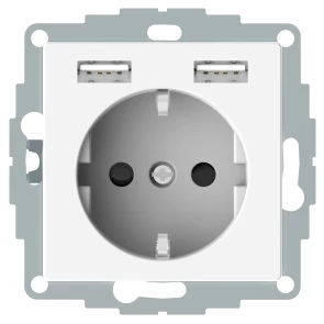 Розетка Schuko с 2 USB 2,4A пол. SM №1