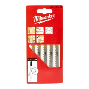 Полотна для лобзика T101DP MILWAUKEE, 75мм/ шаг зуба 4мм, (5шт), (древесина, прямой рез) №3