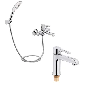 Комплект смеситель для ванны + смеситель для раковины Grand Chrome Qtap №1