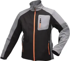 Куртка робоча softshell yato розмір xl, чорно-сіра, 3 кишені, 96% поліестер і 4% спандекс