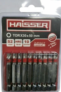 Біта - TORX30 х 50мм, набір 10шт., блістер (HAISSER) №1
