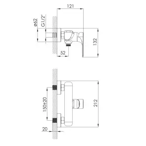 Змішувач для душу Imprese Lednice Chrome f03307901BA №2