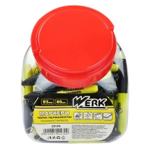 (23125) Маркери чорні перманентні 93 мм, 80 шт WERK