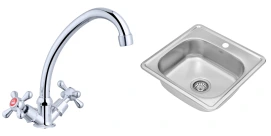 Комплект Кухонна мийка Kroner KRP Satin - 4848 (0.6 мм)+Змішувач для кухні Agua Toledo - C033