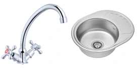 Комплект Кухонна мийка Kroner KRP Satin - 5745 (0.6 мм)+Змішувач для кухні Agua Toledo - C033