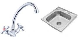 Комплект Кухонна мийка накладна Kroner KRP Satin - 5050 (0.6 мм)+Змішувач для кухні Agua Toledo - C034
