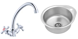 Комплект Кухонна мийка Kroner KRP Satin - 4843 (0.8 мм)+Змішувач для кухні Agua Toledo - C035