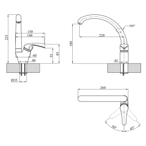 Комплект Кухонна мийка Kroner KRP Satin - 490 (0.6 мм)+Змішувач для кухні Agua Leon - C032 №5