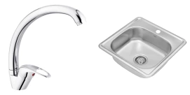 Комплект Кухонна мийка Kroner KRP Satin - 4848 (0.6 мм)+Змішувач для кухні Agua Leon - C032