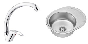 Комплект Кухонна мийка Kroner KRP Satin - 5745 (0.6 мм)+Змішувач для кухні Agua Leon - C032 №1