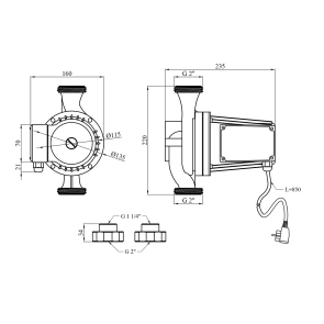 Насос циркуляционный Forwater GPD 32/12-220 с гайками (Grundfos) №2