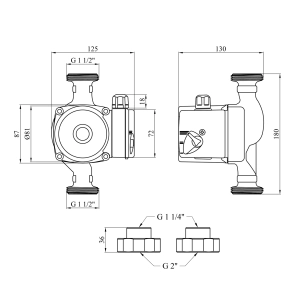 Насос циркуляционный Forwater GPD 32/4-180 с гайками (Grundfos) №2