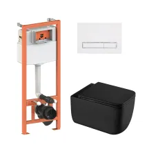 Готовое решение Qtap для ванной комнаты: подвесной унитаз Gemini Ultra Quiet + комплект инсталляции Nest 4 в 1 (линейная клавиша White