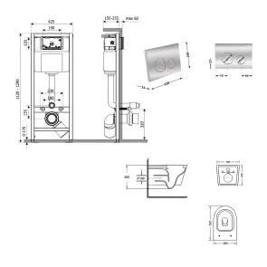 Готове рішення Qtap для ванної кімнати: підвісний унітаз Swan Ultra Quiet 520x360x320 + комплект інсталяції Nest 4 в 1 (кругла клавіша Chrome) №2