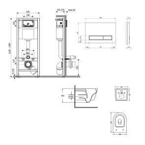 Готовое решение Qtap для ванной комнаты: подвесной унитаз Swan Ultra Quiet 520×360×320 + комплект инсталляции Nest 4 в 1 (линейная клавиша White) №2