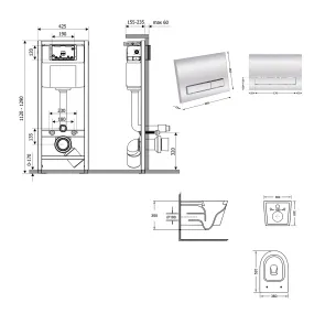 Готовое решение Qtap для ванной комнаты: подвесной унитаз Swan Ultra Quiet 520×360×320 + комплект инсталляции Nest 4 в 1 (линейная клавиша Chrome) №2