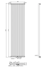 Вертикальний дизайнерський радіатор опалення ARTTIDESIGN Pesaro 13/1800/470/50 білий матовий №4