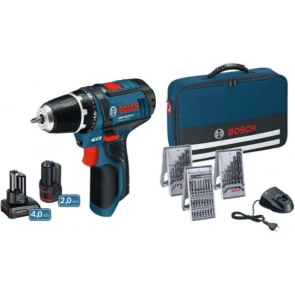 Шуруповерт акумуляторний Bosch GSR 12V-15 Set (2 А*год + 4 А*год, свердла, біти, сумка) (0615990G6L) №1