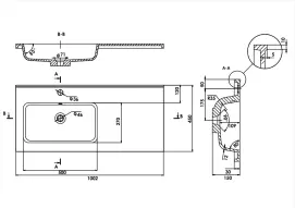 Раковина матовая врезная Amidicon Rodeo 100L 1000х450 из литого камня