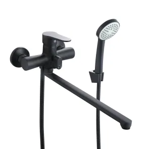 Смеситель для ванны Lidz Nicole 005 с поворотным изливом (c душевым гарнитуром) (k35) LDNIC005BLA45183 Black №1