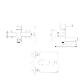 Смеситель для ванны Brinex Pure 006 с поворотным изливом (с душевым гарнитуром) Graphite BRIPUR006GRP №2
