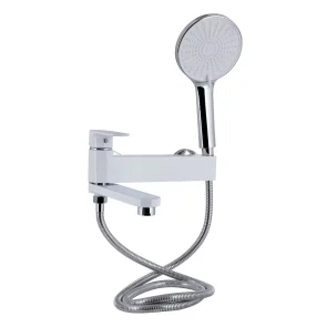 Смеситель для ванны Qtap Jay с поворотным изливом (c душевым гарнитуром) QTJAY260CRW45554 Chrome/White №1
