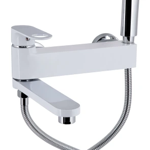 Смеситель для ванны Qtap Jay с поворотным изливом (c душевым гарнитуром) QTJAY260CRW45554 Chrome/White №3