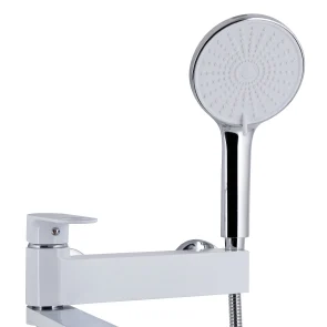 Смеситель для ванны Qtap Jay с поворотным изливом (c душевым гарнитуром) QTJAY260CRW45554 Chrome/White №6