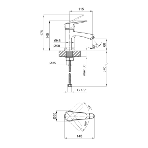 Змішувач для раковини Lidz Nicole 001F (k35) LDNIC001FCRM21880 Chrome №2