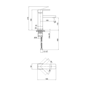 Змішувач для раковини Lidz Kubis 001F (k35) LDKUB001FNKS28534 Nickel №2