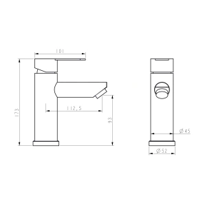 Смеситель для раковины Brinex Pure 001F низкий Nickel BRIPUR001FNKL №2